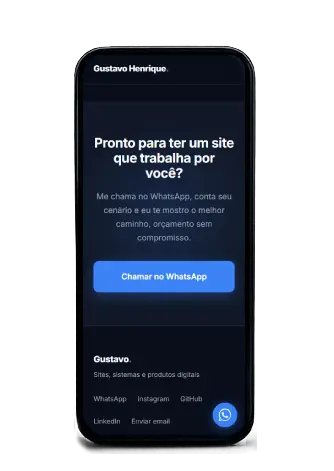 Site renderizado em celular