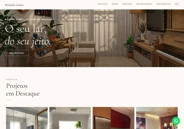 Site Michelle Gomes — designer de interiores