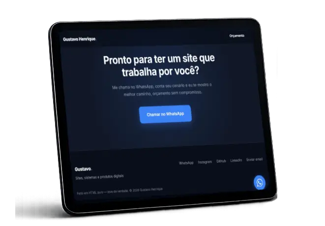 Site renderizado em tablet
