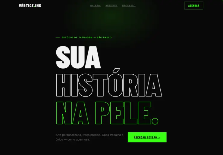 Site Vértice Ink — Estúdio de tatuagem